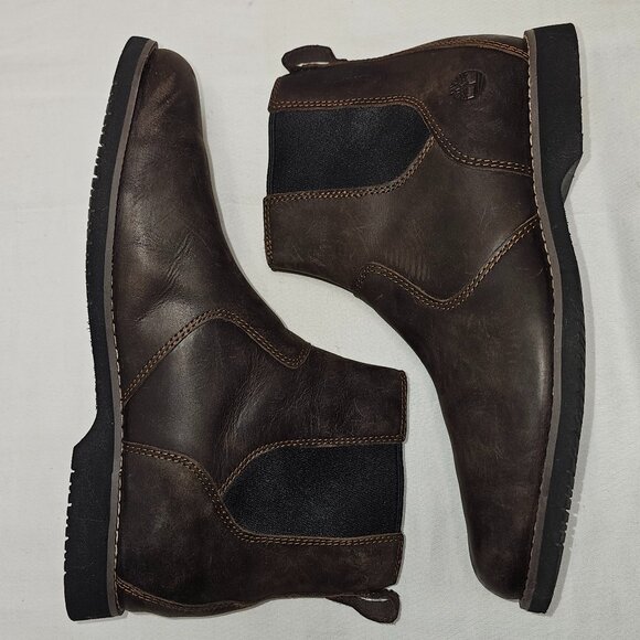 TIMBERLAND Woodhull Chelsea Brown Leather Casual Pull On Boots Men\'s Size 7.5 main image 5